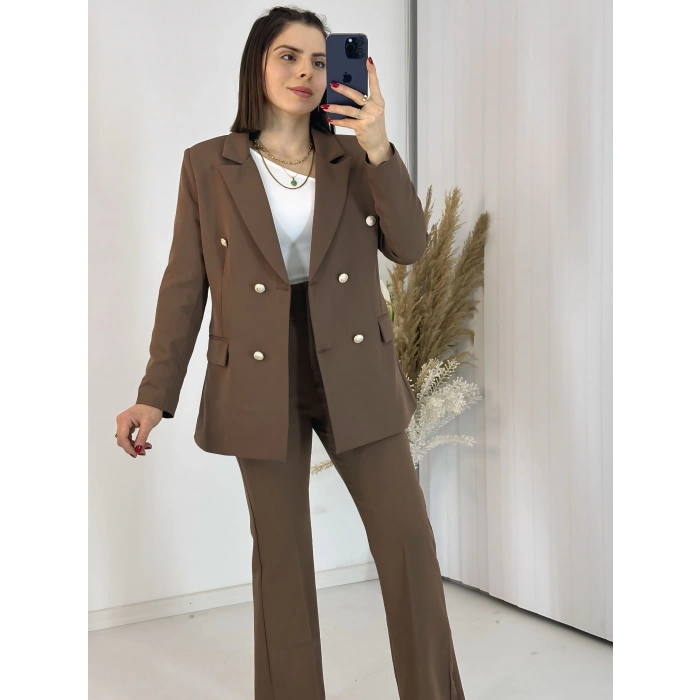 Kahve Blazer Ceket Takım