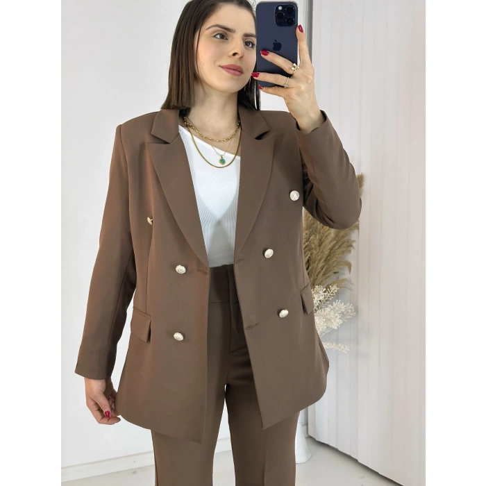 Kahve Blazer Ceket Takım