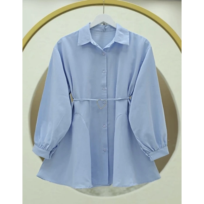 Kalp Kemerli Gömlek Bebe mavi