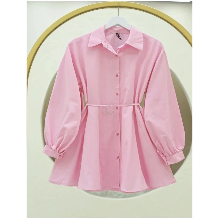 Kalp Kemerli Gömlek Pembe