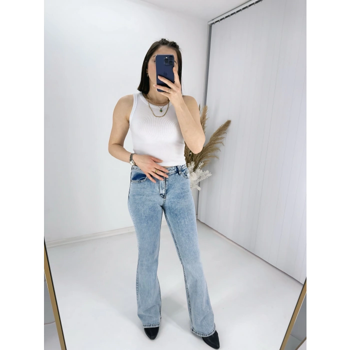 Kar Yıkama İspanyol Paça Likralı Kot