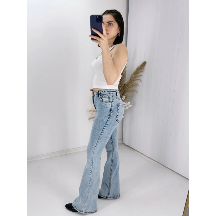 Kar Yıkama İspanyol Paça Likralı Kot