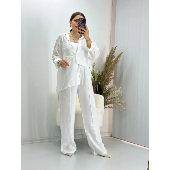 Keten pantolon gömlek takım