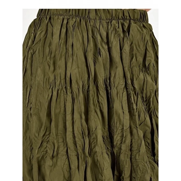 Kırışık Model Yeşil Renk Etek