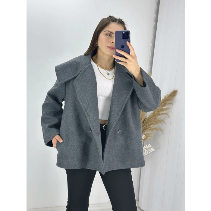 Massi Kısa Kaşe Kaban - Antrasit