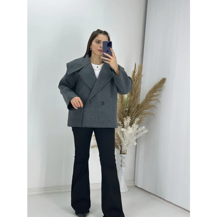 Massi Kısa Kaşe Kaban - Antrasit