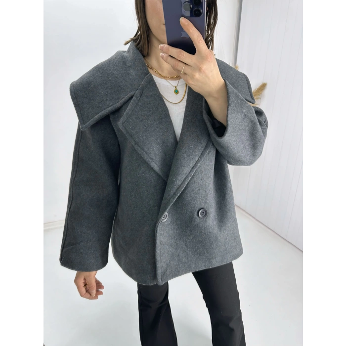 Massi Kısa Kaşe Kaban - Antrasit