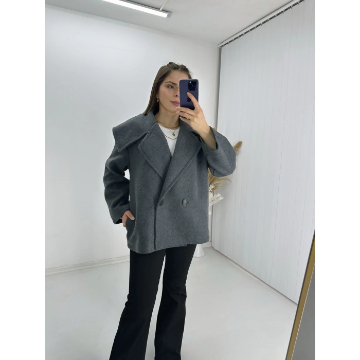 Massi Kısa Kaşe Kaban - Antrasit