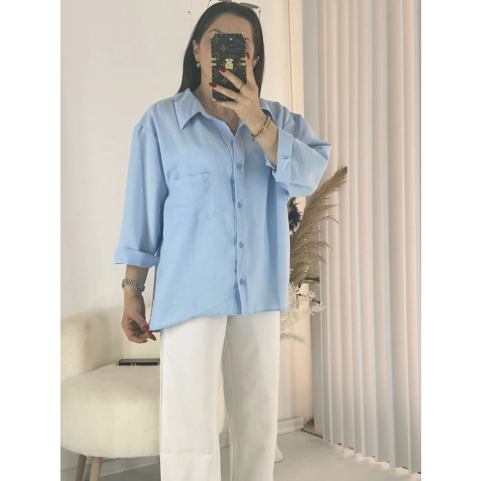 Mavi Ayrobin Salaş Gömlek