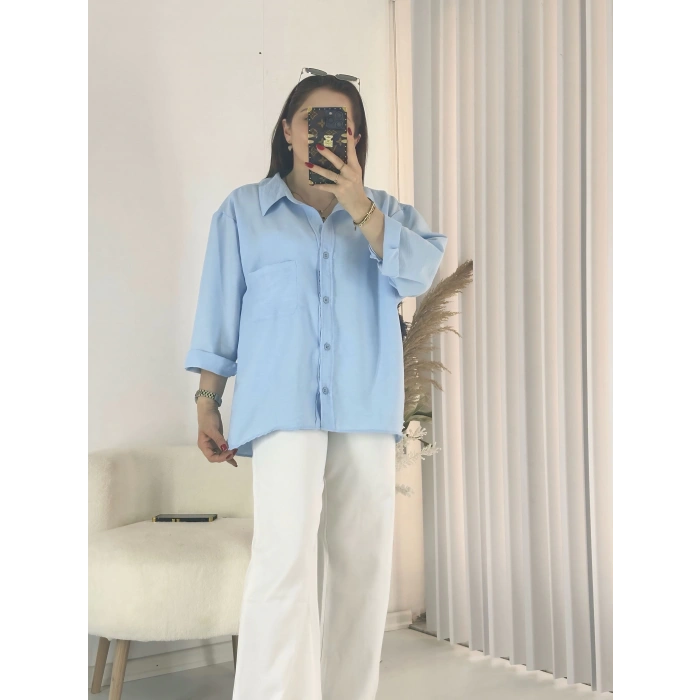 Mavi Ayrobin Salaş Gömlek