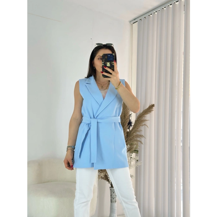 Mavi Bağlamalı Yelek