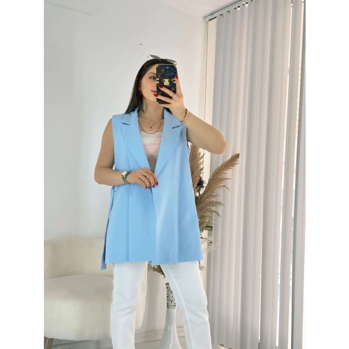 Mavi Bağlamalı Yelek