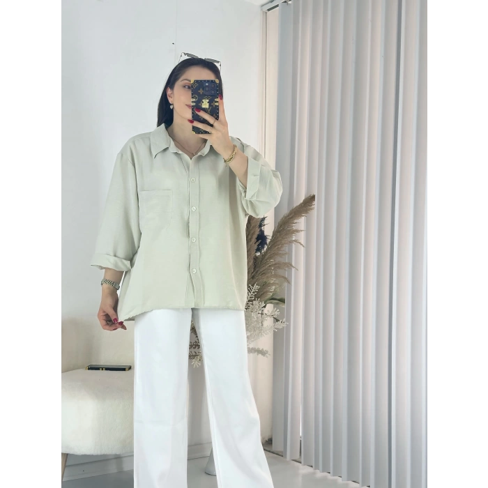 Mint Yeşili Ayrobin Salaş Gömlek