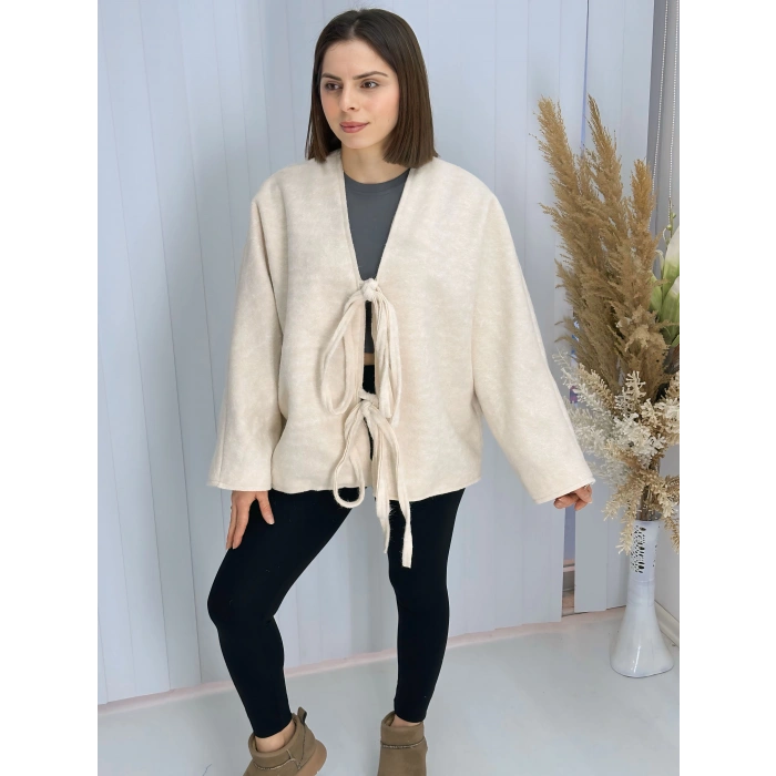 Önü Bağlamalı Kaşe Ceket