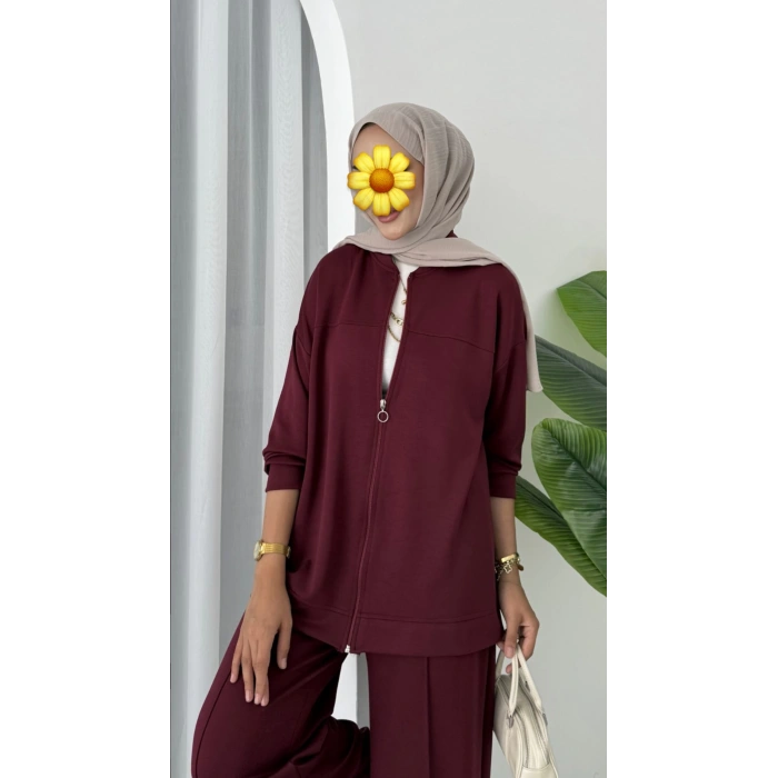 Oysho muadil fermuarlı takım bordo