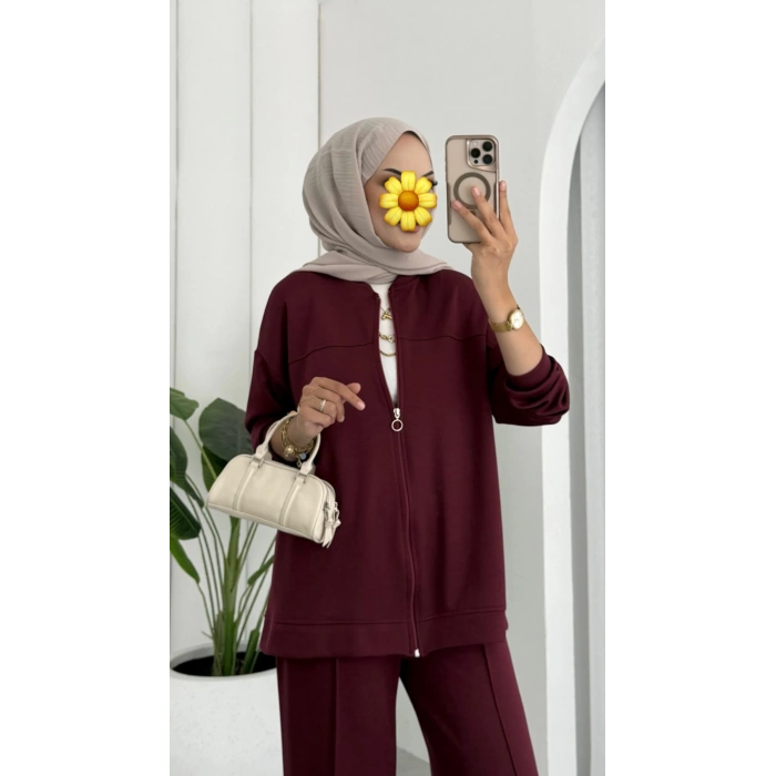 Oysho muadil fermuarlı takım bordo