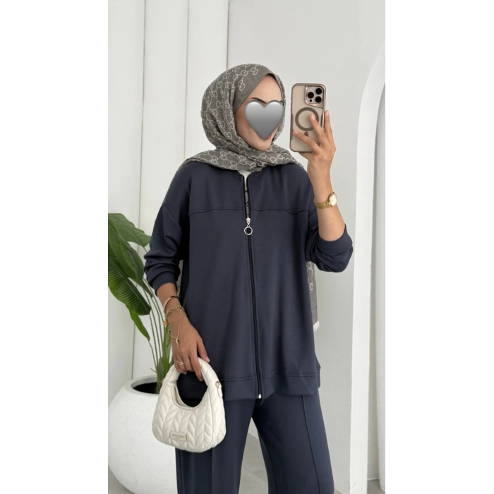 Oysho muadil fermuarlı takım gri