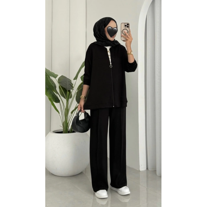 Oysho muadil fermuarlı takım siyah