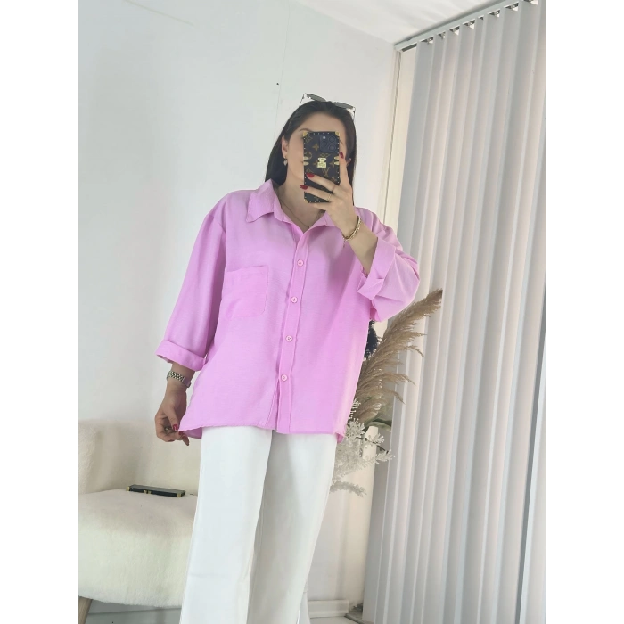 Pembe Ayrobin Salaş Gömlek