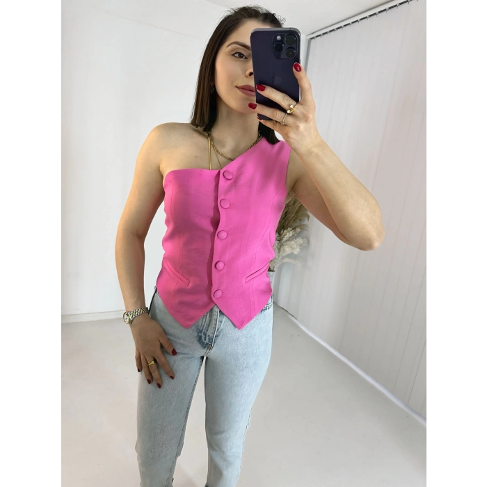Pembe Tek Omuz Yelek