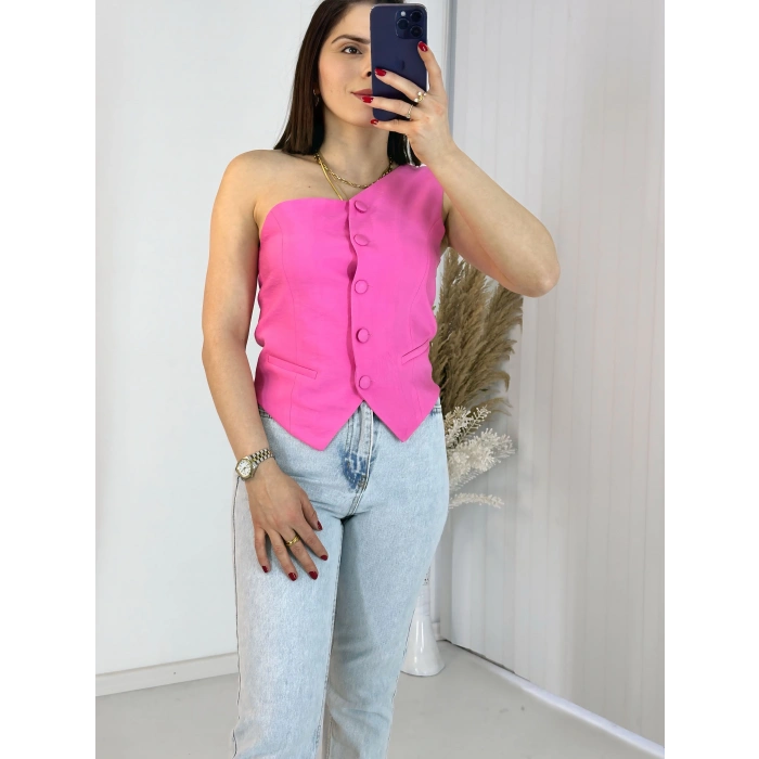 Pembe Tek Omuz Yelek