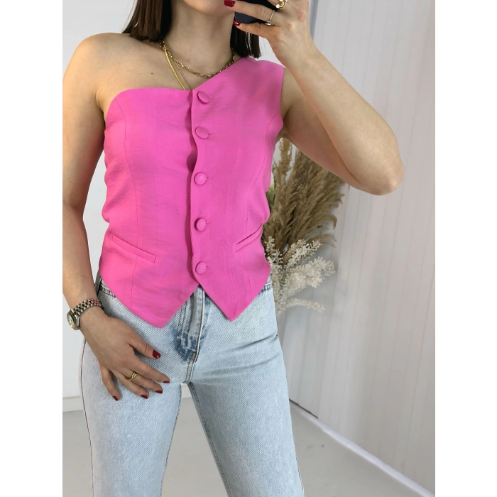 Pembe Tek Omuz Yelek