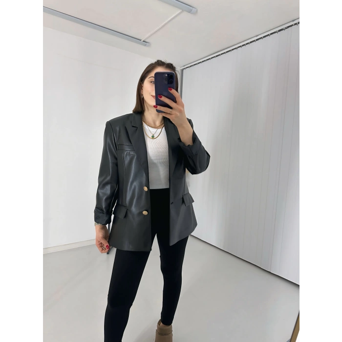 Premium Kalite Gold Düğme Blazer Ceket