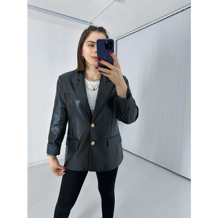 Premium Kalite Gold Düğme Blazer Ceket