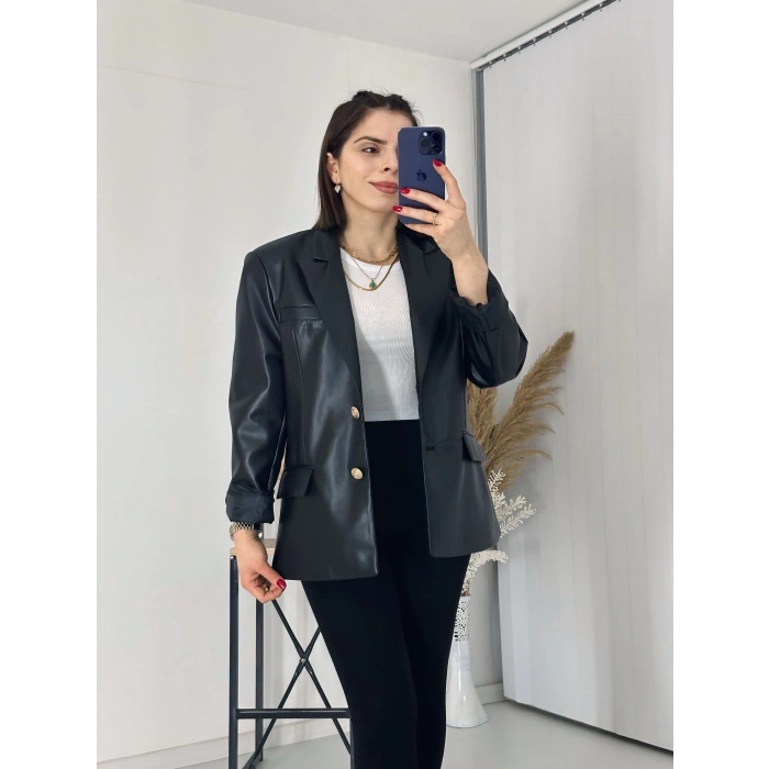 Premium Kalite Gold Düğme Blazer Ceket