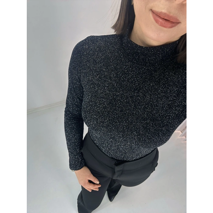 Simli Siyah Çıtçıtlı Bady