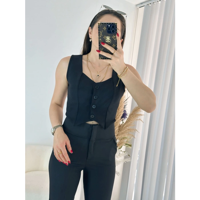 Siyah Likralı Yelek