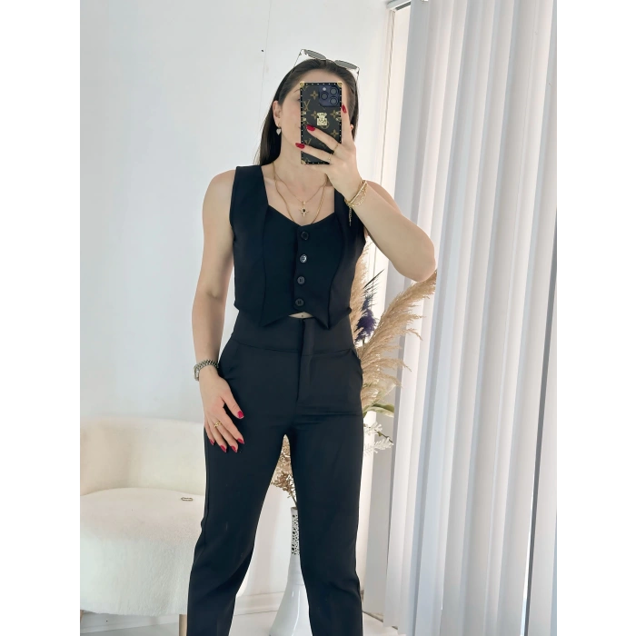 Siyah Likralı Yelek