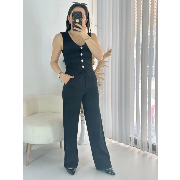 Siyah Yelek Pantolon İkili Takım