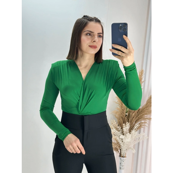 Vatkalı Kravuze Yaka Çıtçıtlı Bady