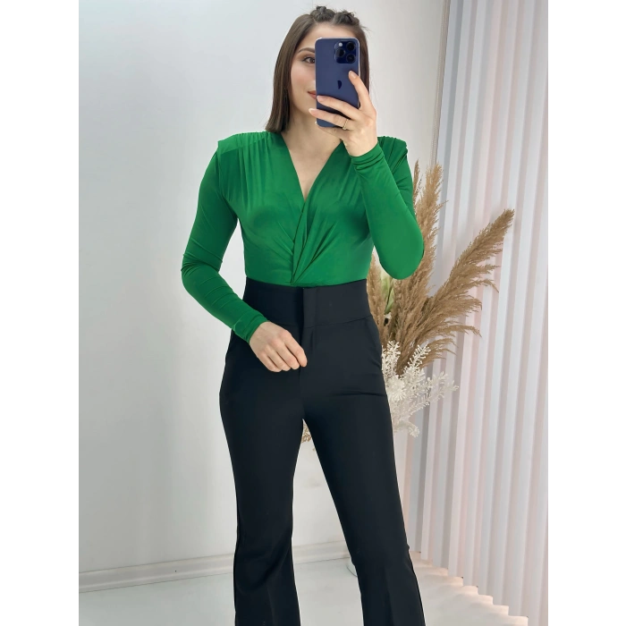 Vatkalı Kravuze Yaka Çıtçıtlı Bady