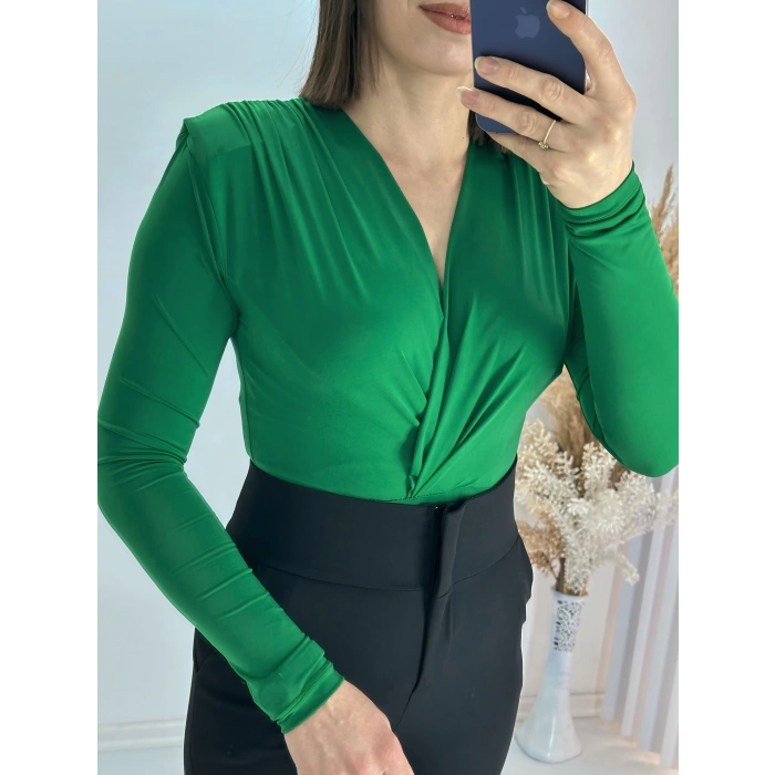 Vatkalı Kravuze Yaka Çıtçıtlı Bady