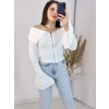 Beyaz Fermuarlı İspanyol Kol Ottoman Bluz