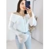 Beyaz Fermuarlı İspanyol Kol Ottoman Bluz
