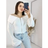 Beyaz Fermuarlı İspanyol Kol Ottoman Bluz