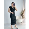 Derin Dekolteli Yan Büzgülü Örme Elbise