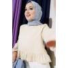 Fırfırlı Müslin Bluz Bej