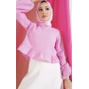 Fırfırlı Müslin Bluz Pembe