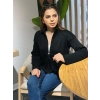 Fitilli fermuar detay hırka siyah