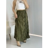 Haki Yeşil Kraşlı Pamuk Uzun Etek