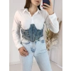 Jean Detaylı Crop Gömlek
