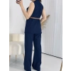 Kemerli Yelekli Pantolon ikili Takım Lacivert
