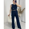Kemerli Yelekli Pantolon ikili Takım Lacivert