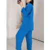 Mavi Keten Pantolon Gömlek İkili Takım