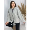 Önü Bağlamalı Kaşe Ceket Gri