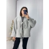 Önü Bağlamalı Kaşe Ceket Gri